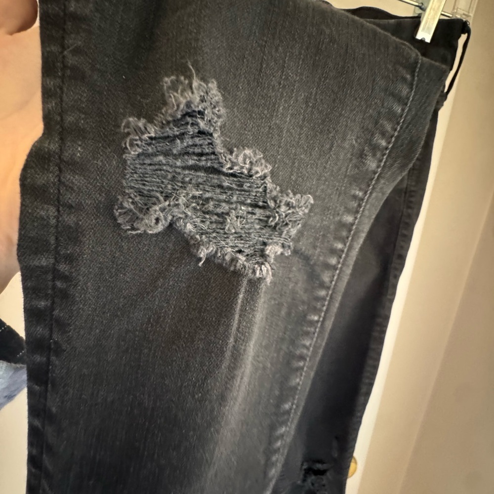 MOTHER Looker Ankle Fray Skinny Jeans Black Distressed 27 - Picture 8 of 11